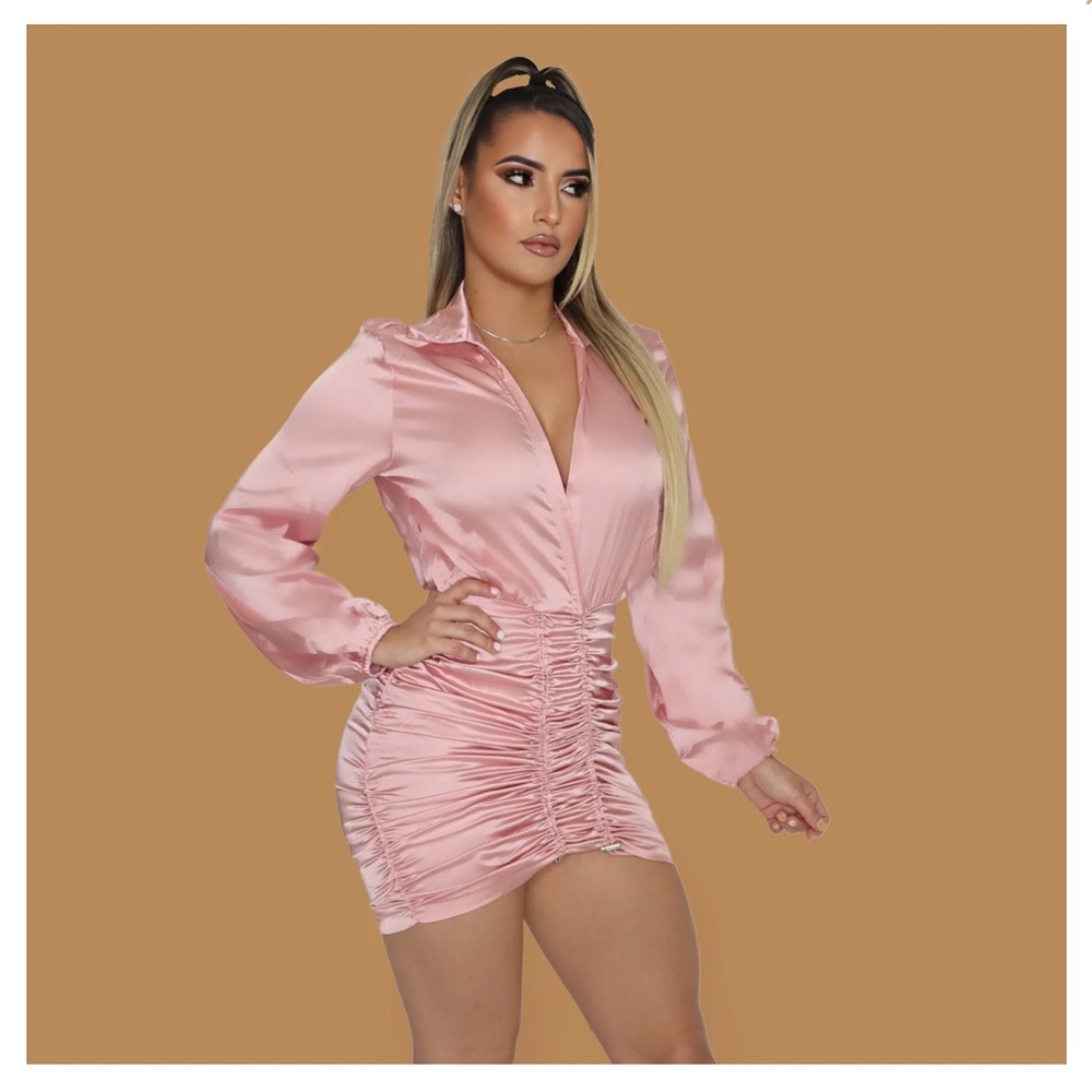 Pink satin dress